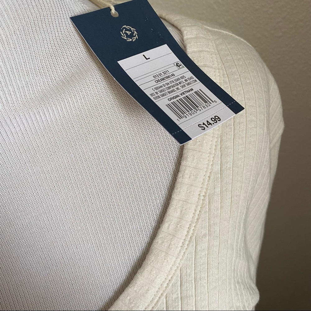 Universal Thread Long Sleeve Pointelle Tee | Cream - Picture 3 of 4